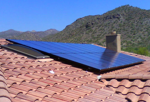 Solar panels on a tile roof in Oro Valley