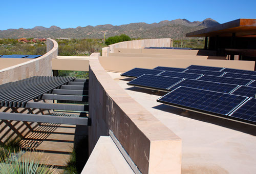 Custom home with solar panel system in Oro Valley, AZ